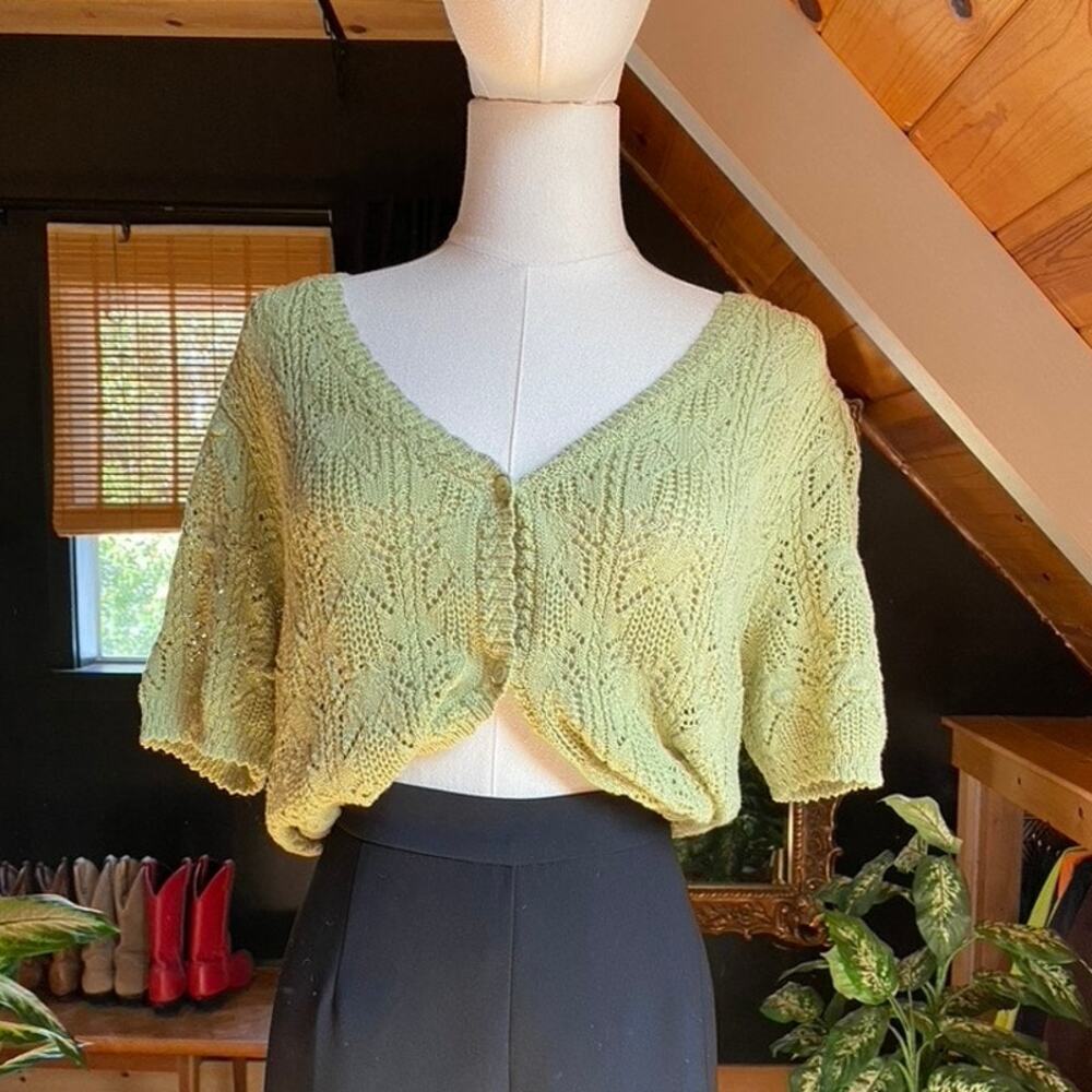 Crochet Knit Top Green